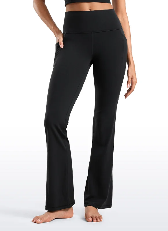 Plus Size Women's Embroidered Tight Trousers in White for a Feminine and Elegant StyleButterluxe High Waist Flare Side Pocket Leggings 31.5" Plus Size Women's Embroidered Tight Trousers in White for a Feminine and Elegant StyleButterluxe High Waist Flare Side Pocket Leggings 31.5"