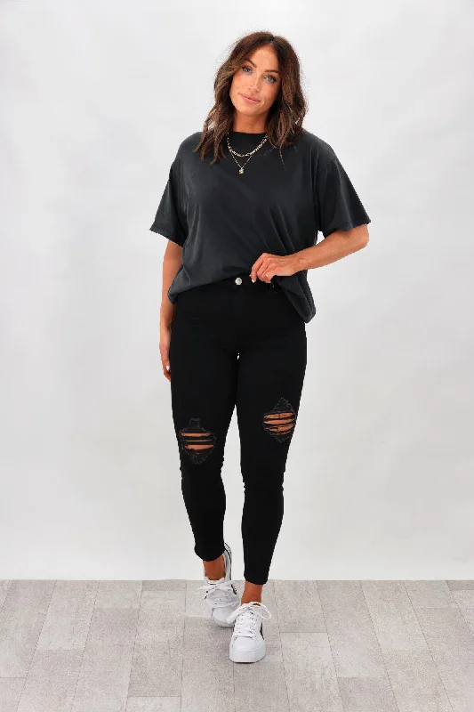 Plus Size Women's Sheer Tight Trousers in Nude for a Subtle and Stylish StatementWakee Denim Sammy Jean Black Plus Size Women's Sheer Tight Trousers in Nude for a Subtle and Stylish StatementWakee Denim Sammy Jean Black