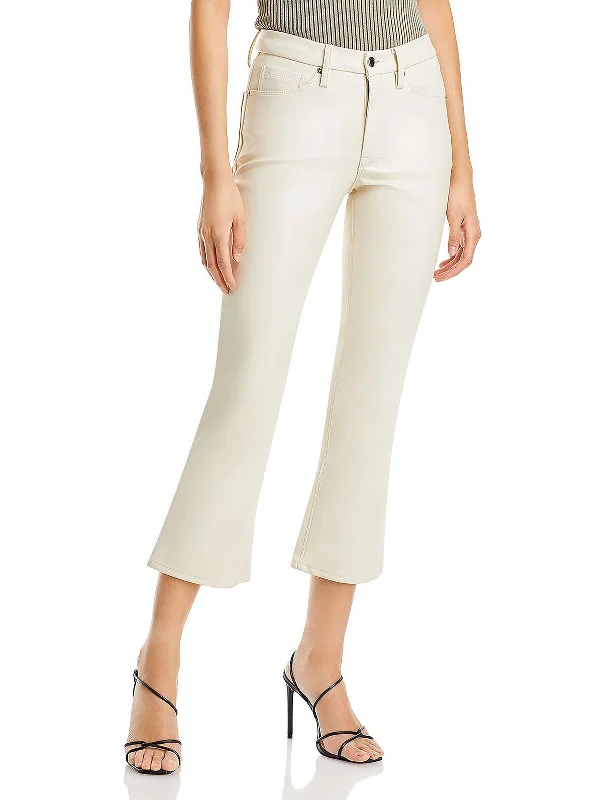 Women's Leather - Look Tight Trousers with Zipper Details in Dark Gray for an Urban StyleWomens Faux Leather Crop Bootcut Pants Women's Leather - Look Tight Trousers with Zipper Details in Dark Gray for an Urban StyleWomens Faux Leather Crop Bootcut Pants