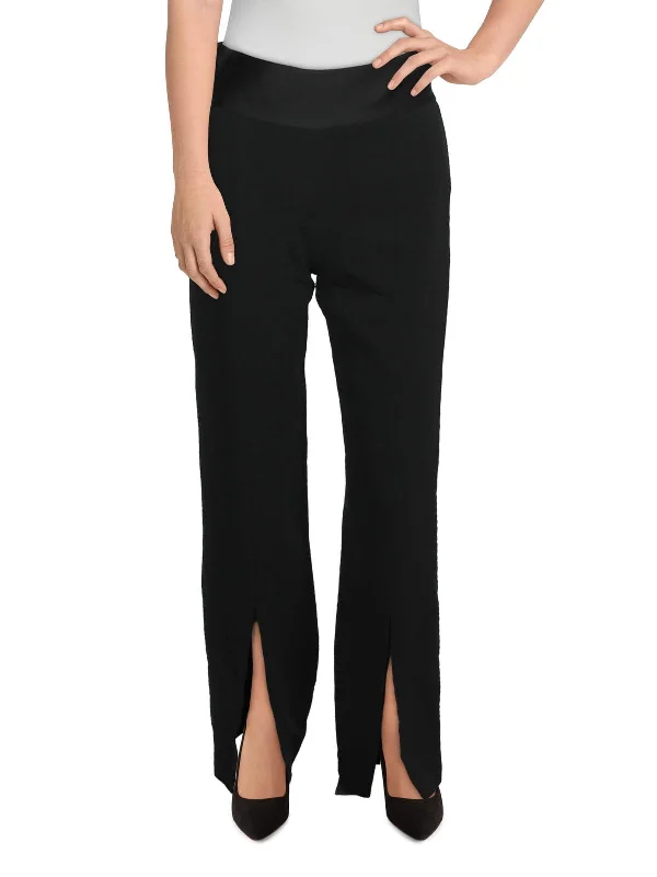 High - Waisted Women's Leather Tight Trousers in Black for a Rock - Chic LookWomens Satin Trim Split Hem Dress Pants High - Waisted Women's Leather Tight Trousers in Black for a Rock - Chic LookWomens Satin Trim Split Hem Dress Pants