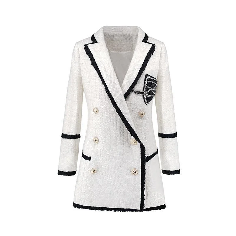 Plus Size Women's Embroidered Blazers in Floral Patterns for a Feminine TouchWhite Tweed Blazer Women - Formal-Business - Plain-Solid Plus Size Women's Embroidered Blazers in Floral Patterns for a Feminine TouchWhite Tweed Blazer Women - Formal-Business - Plain-Solid