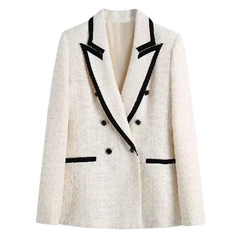 Plus Size Women's Military - Inspired Blazers with Gold Accents for a Bold LookChic Off-White Tweed Blazer Women - Vintage - Patchwork Plus Size Women's Military - Inspired Blazers with Gold Accents for a Bold LookChic Off-White Tweed Blazer Women - Vintage - Patchwork
