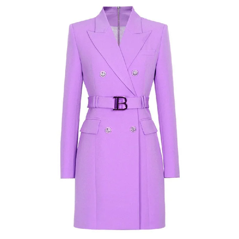 Double - Breasted Women's Polyester Blazers in Bright Colors for a Fun StyleChic Double-Breasted Blazer Women - Formal-Business - Plain-Solid Double - Breasted Women's Polyester Blazers in Bright Colors for a Fun StyleChic Double-Breasted Blazer Women - Formal-Business - Plain-Solid