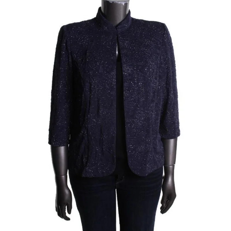 Oversized Women's Checkered Blazers in Black and White for a Trendy StyleAlex Evenings Womens Glitter Mandarin Collar Blazer Oversized Women's Checkered Blazers in Black and White for a Trendy StyleAlex Evenings Womens Glitter Mandarin Collar Blazer