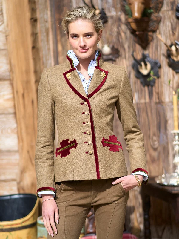 Women's Belted Blazers in Camel Color for a Sophisticated OutfitAppenzell Loden Jacket Women's Belted Blazers in Camel Color for a Sophisticated OutfitAppenzell Loden Jacket
