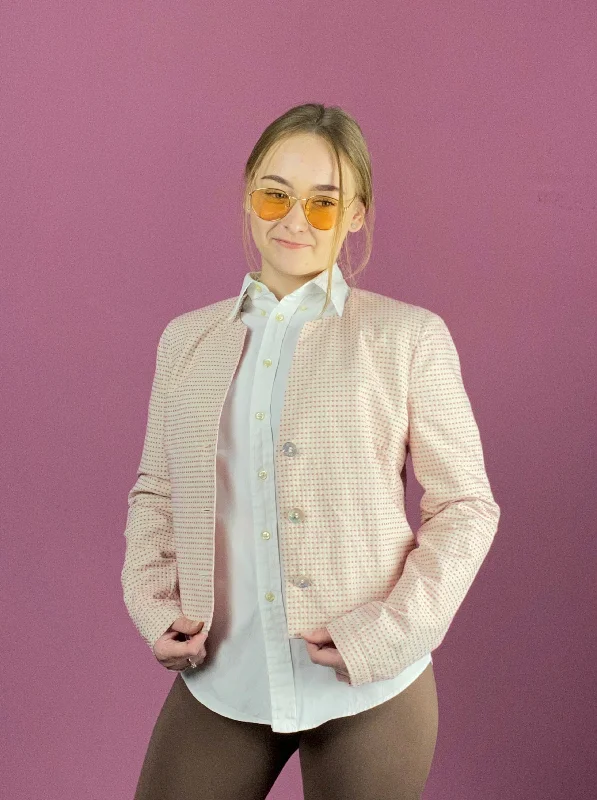 Double - Breasted Women's Polyester Blazers in Bright Colors for a Fun StyleArmani Jeans Vintage Women's Polka Dot Blazer Jacket - L Pink Cotton Double - Breasted Women's Polyester Blazers in Bright Colors for a Fun StyleArmani Jeans Vintage Women's Polka Dot Blazer Jacket - L Pink Cotton
