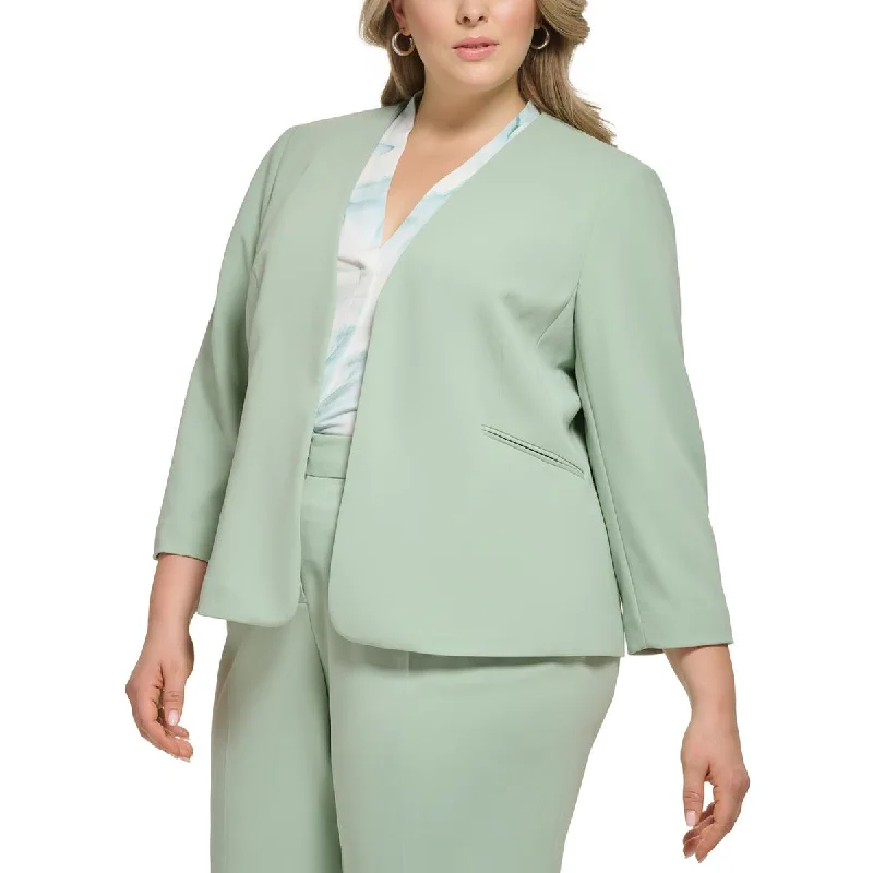 Oversized Women's Checkered Blazers in Black and White for a Trendy StyleCalvin Klein Womens Plus Crepe Business Open-Front Blazer Oversized Women's Checkered Blazers in Black and White for a Trendy StyleCalvin Klein Womens Plus Crepe Business Open-Front Blazer