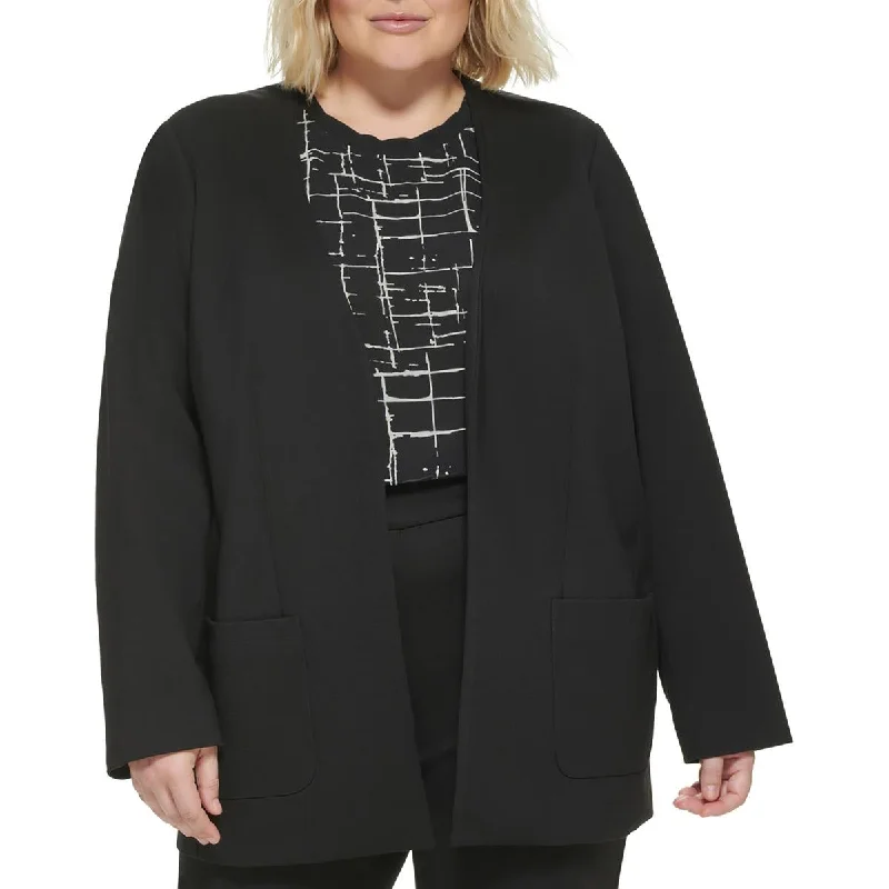 Plus Size Women's Double - Breasted Wool Blazers for Winter Office WearCalvin Klein Womens Plus Solid Ponte Collarless Blazer Plus Size Women's Double - Breasted Wool Blazers for Winter Office WearCalvin Klein Womens Plus Solid Ponte Collarless Blazer