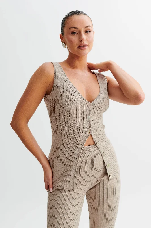 cashmere blend women cardigan for a luxurious feelCalypso Knit Longline Vest - Tawny Grey cashmere blend women cardigan for a luxurious feelCalypso Knit Longline Vest - Tawny Grey