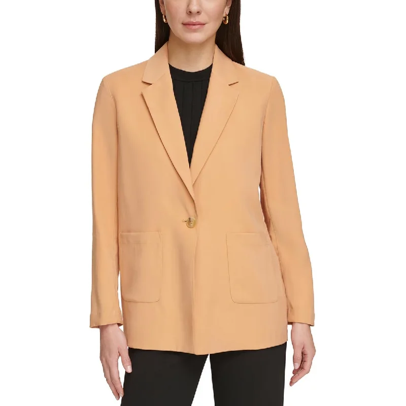 Single - Breasted Women's Linen Blend Blazers in Earth Tones for Casual WearDKNY Womens Button Twill One-Button Blazer Single - Breasted Women's Linen Blend Blazers in Earth Tones for Casual WearDKNY Womens Button Twill One-Button Blazer