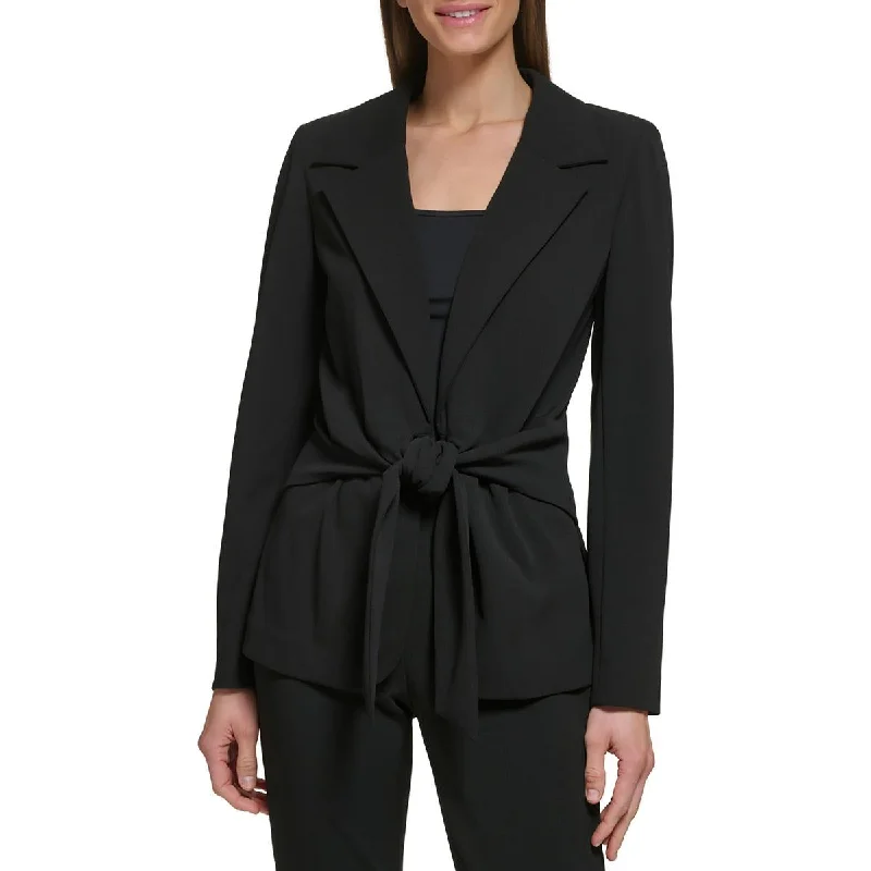 Single - Breasted Women's Linen Blend Blazers in Earth Tones for Casual WearDKNY Womens Peak Lapel Tie Front Suit Jacket Single - Breasted Women's Linen Blend Blazers in Earth Tones for Casual WearDKNY Womens Peak Lapel Tie Front Suit Jacket