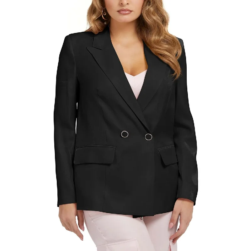 Single - Breasted Women's Linen Blend Blazers in Earth Tones for Casual WearGuess Womens Adriana Solid One-Button Blazer Single - Breasted Women's Linen Blend Blazers in Earth Tones for Casual WearGuess Womens Adriana Solid One-Button Blazer