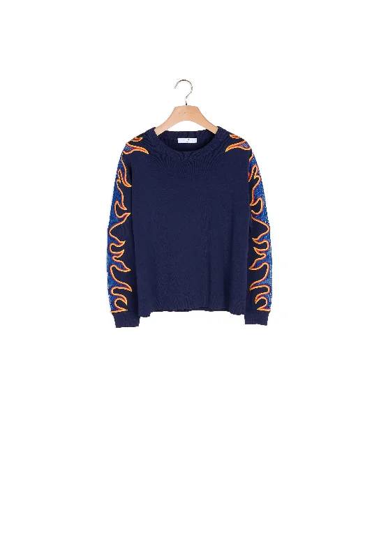 cashmere blend women cardigan for a luxurious feelSweat à flammes brodées sur les manches cashmere blend women cardigan for a luxurious feelSweat à flammes brodées sur les manches