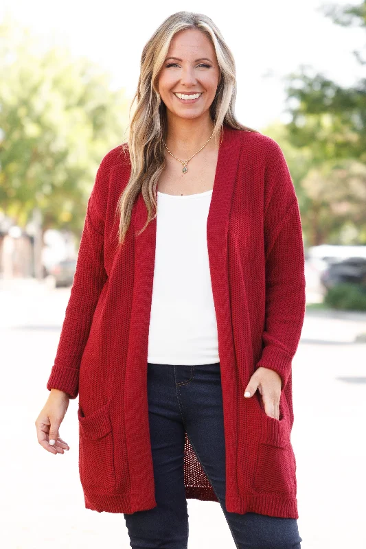 oversized women cardigan for a trendy and cozy lookHey Queen Cardigan, Burgundy