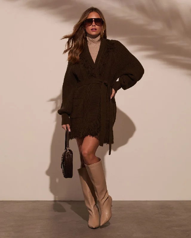 long length women cardigan with side slitsHideaway With Me Fringe Waist Tie Cardigan long length women cardigan with side slitsHideaway With Me Fringe Waist Tie Cardigan