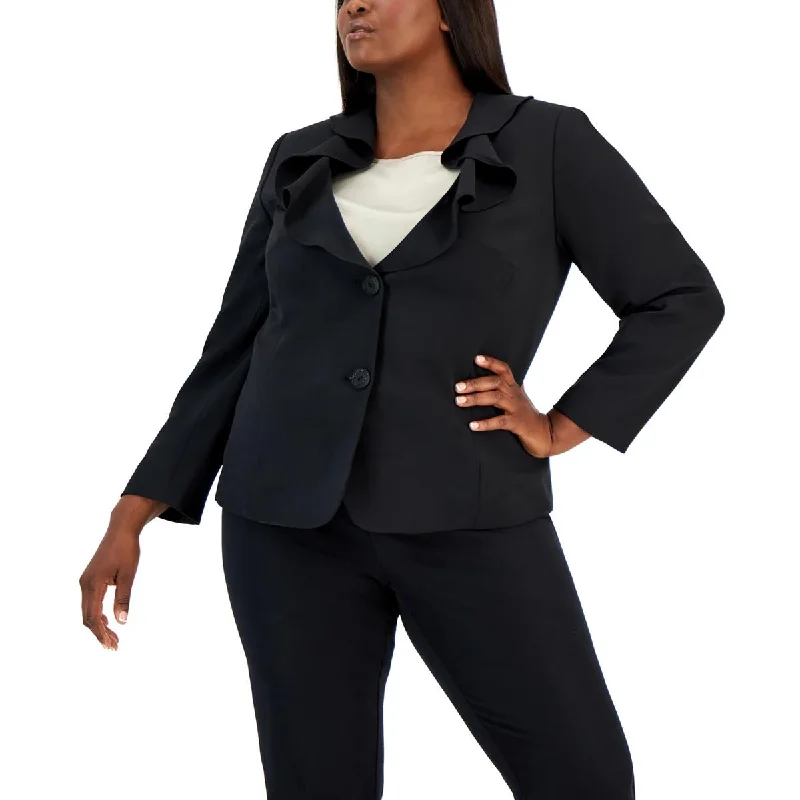 Plus Size Women's Faux Fur - Trimmed Blazers in Black for a Luxurious LookKasper Womens Plus Ruffled Collar Suit Separate Two-Button Blazer Plus Size Women's Faux Fur - Trimmed Blazers in Black for a Luxurious LookKasper Womens Plus Ruffled Collar Suit Separate Two-Button Blazer