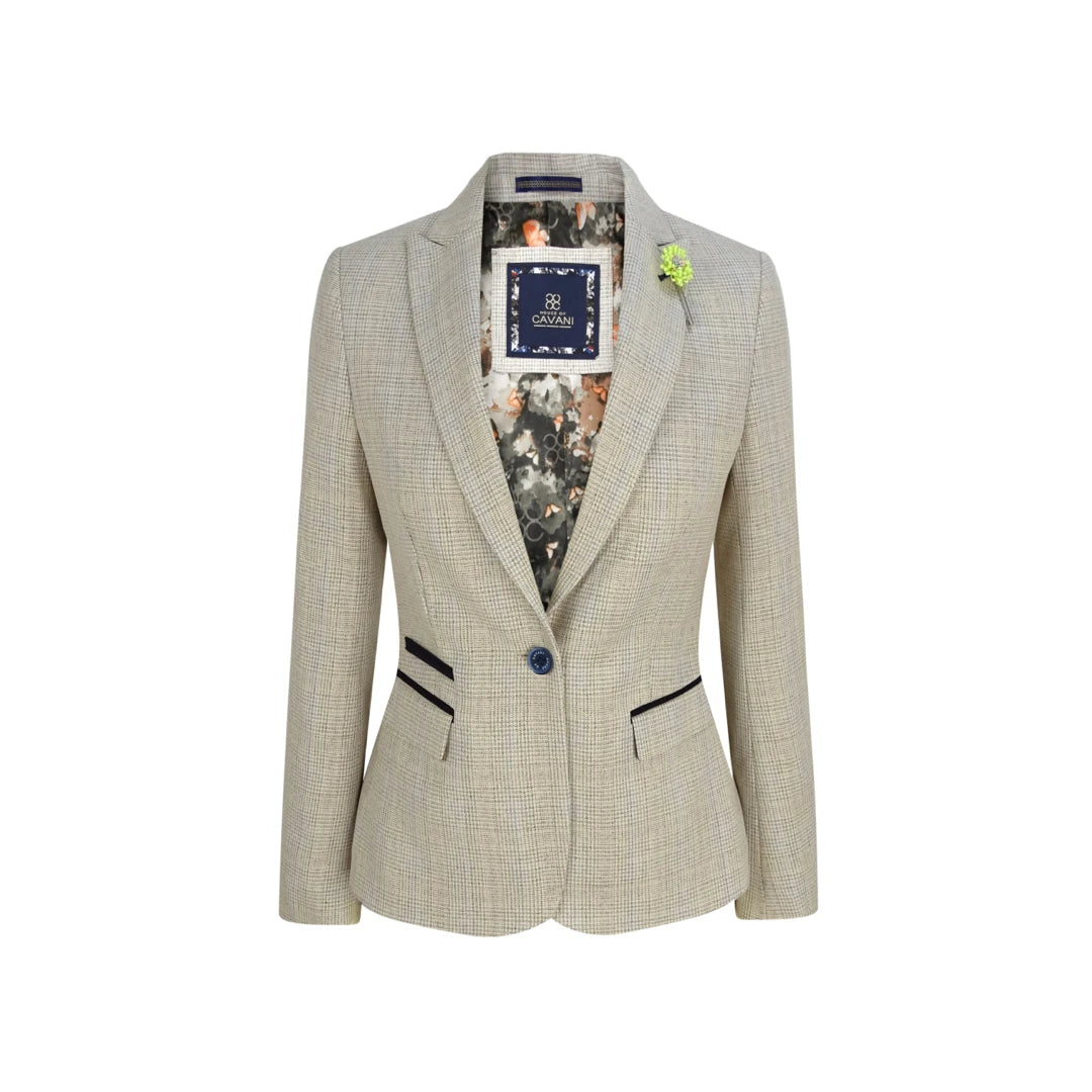 Plus Size Women's Double - Breasted Wool Blazers for Winter Office WearCaridi - Women's Tweed Herringbone Cream Peaky Blinders Jacket Plus Size Women's Double - Breasted Wool Blazers for Winter Office WearCaridi - Women's Tweed Herringbone Cream Peaky Blinders Jacket