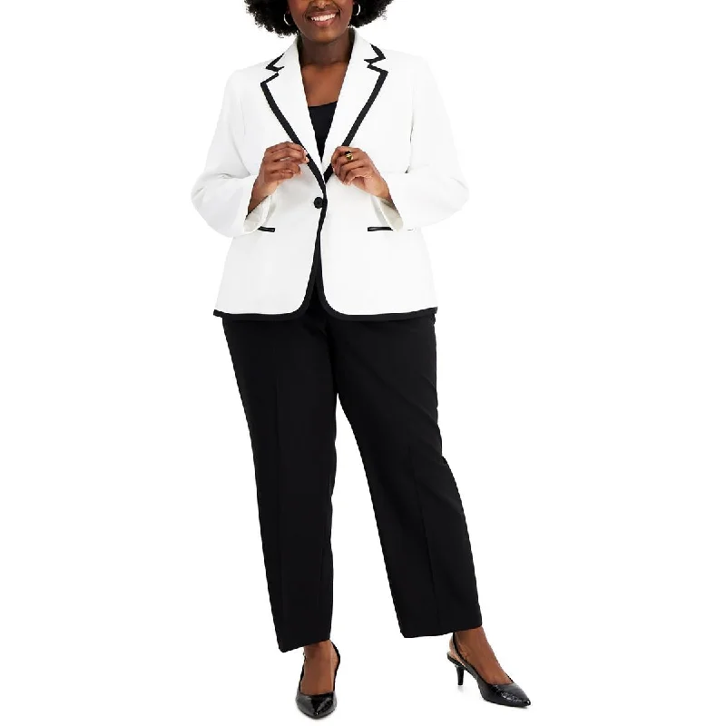 Women's Slim - Fit Blazers in Charcoal Gray for a Professional AppearanceLe Suit Womens Plus Contrast Trim Notch Collar One-Button Blazer Women's Slim - Fit Blazers in Charcoal Gray for a Professional AppearanceLe Suit Womens Plus Contrast Trim Notch Collar One-Button Blazer