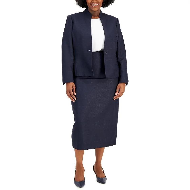 Women's Belted Blazers in Camel Color for a Sophisticated OutfitLe Suit Womens Plus One Button Metallic Collarless Blazer Women's Belted Blazers in Camel Color for a Sophisticated OutfitLe Suit Womens Plus One Button Metallic Collarless Blazer
