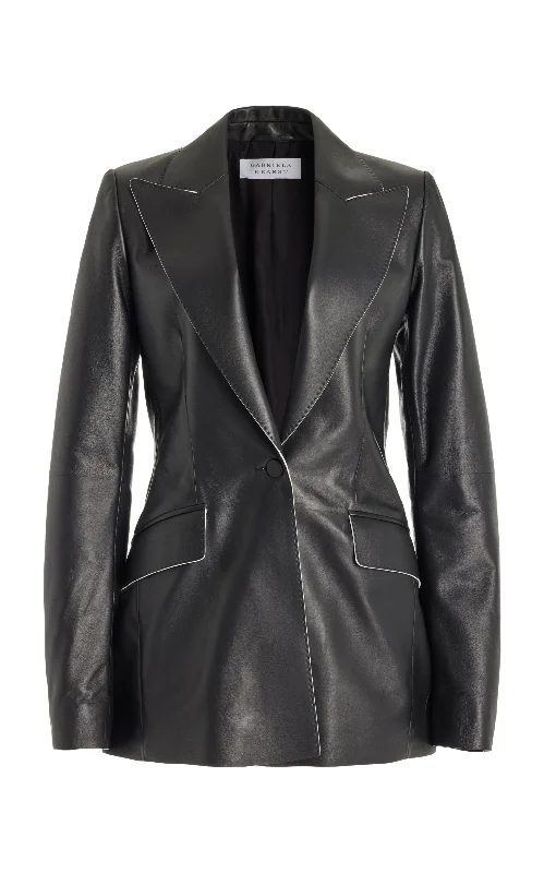 Oversized Women's Checkered Blazers in Black and White for a Trendy StyleLeiva Blazer in Black Nappa Leather Oversized Women's Checkered Blazers in Black and White for a Trendy StyleLeiva Blazer in Black Nappa Leather