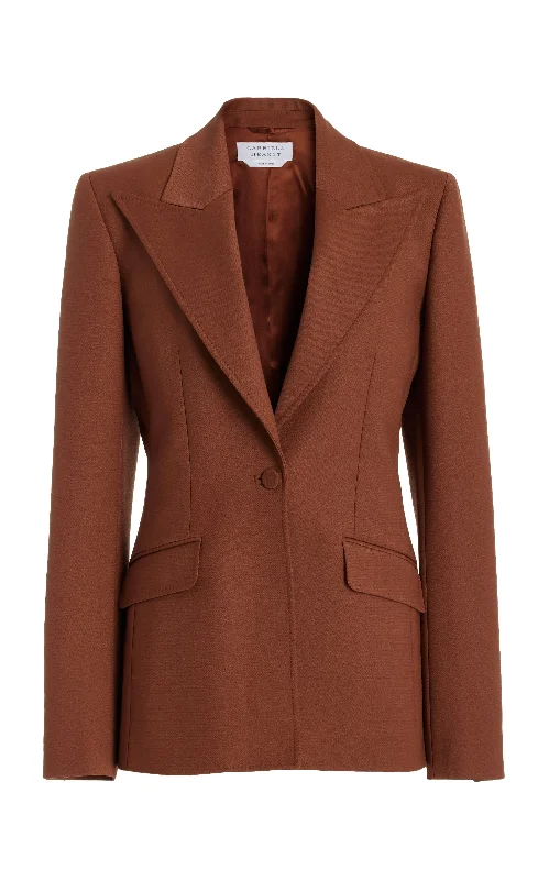 Double - Breasted Women's Polyester Blazers in Bright Colors for a Fun StyleLeiva Blazer in Cognac Sportswear Wool Double - Breasted Women's Polyester Blazers in Bright Colors for a Fun StyleLeiva Blazer in Cognac Sportswear Wool