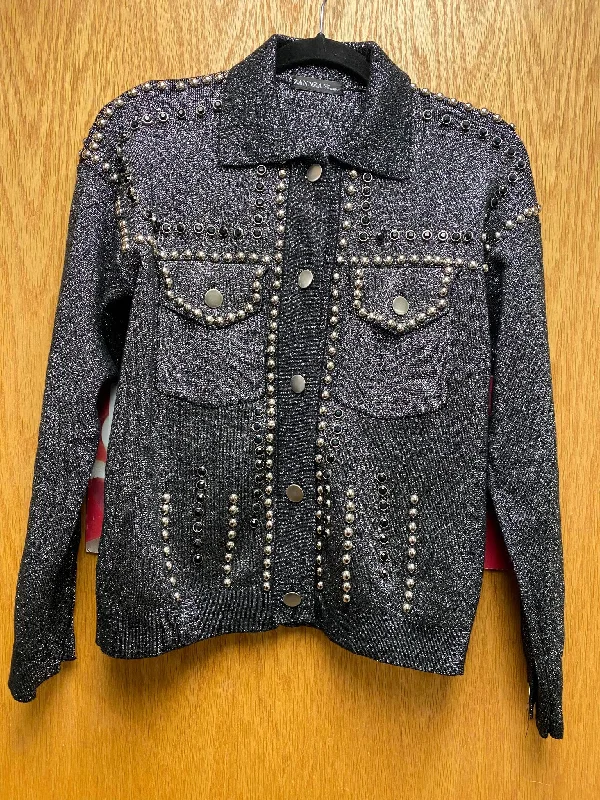 plus size women cardigan for comfortable layeringLightweight Button Front Jacket with Lots of Bling - One Size plus size women cardigan for comfortable layeringLightweight Button Front Jacket with Lots of Bling - One Size