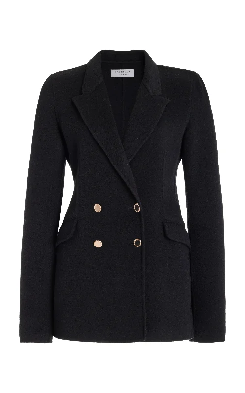 Plus Size Women's Double - Breasted Wool Blazers for Winter Office WearLloyd Blazer in Black Double-Face Recycled Cashmere Plus Size Women's Double - Breasted Wool Blazers for Winter Office WearLloyd Blazer in Black Double-Face Recycled Cashmere
