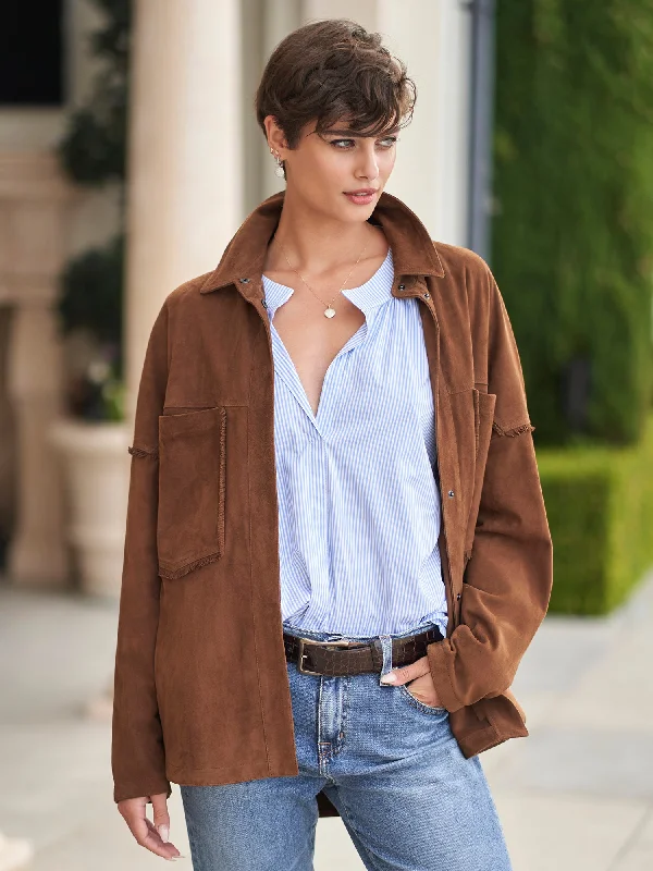 Double - Breasted Women's Polyester Blazers in Bright Colors for a Fun StyleMonika Suede Shirt Jacket Double - Breasted Women's Polyester Blazers in Bright Colors for a Fun StyleMonika Suede Shirt Jacket