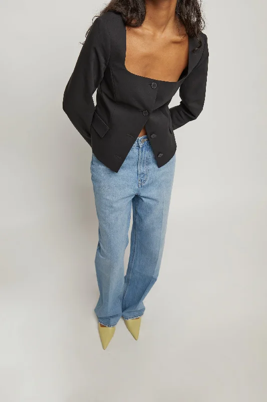 Plus Size Women's Double - Breasted Wool Blazers for Winter Office WearCOLLARLESS BLAZER Plus Size Women's Double - Breasted Wool Blazers for Winter Office WearCOLLARLESS BLAZER