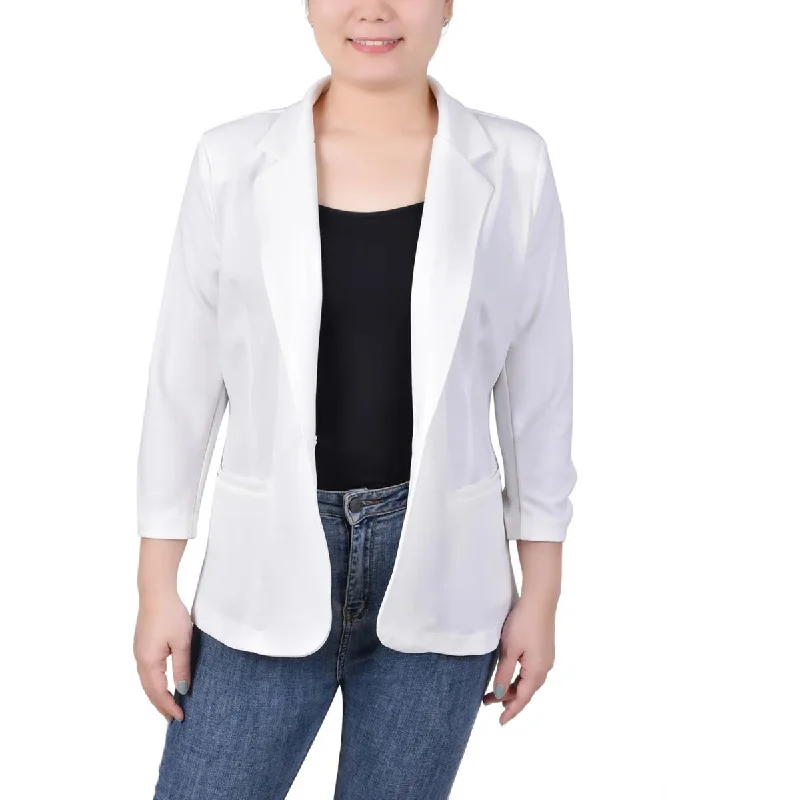 Double - Breasted Women's Polyester Blazers in Bright Colors for a Fun StyleNY Collection Womens Petites Crepe 3/4 Sleeve One-Button Blazer Double - Breasted Women's Polyester Blazers in Bright Colors for a Fun StyleNY Collection Womens Petites Crepe 3/4 Sleeve One-Button Blazer