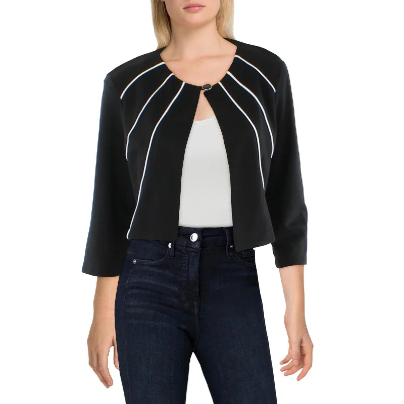 Double - Breasted Women's Polyester Blazers in Bright Colors for a Fun StyleNY Collection Womens Piping Cropped Collarless Blazer Double - Breasted Women's Polyester Blazers in Bright Colors for a Fun StyleNY Collection Womens Piping Cropped Collarless Blazer