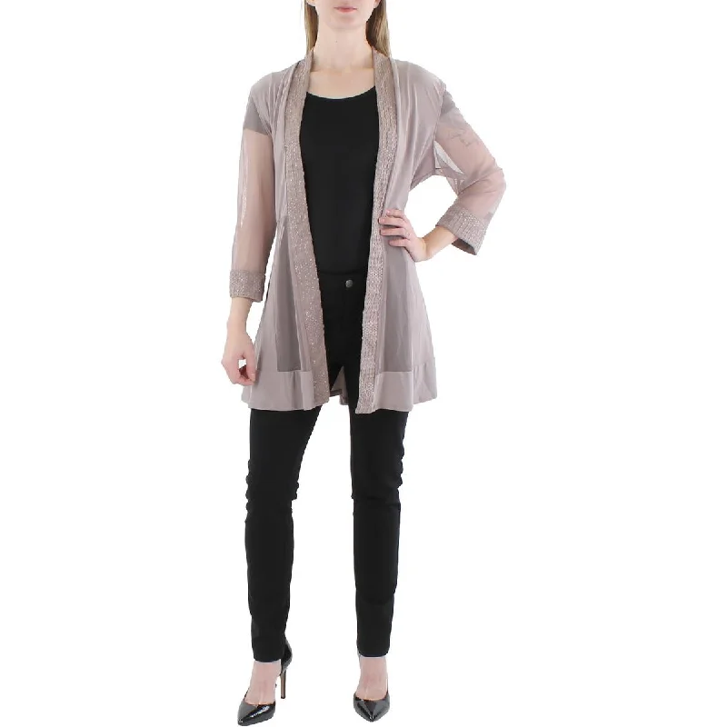 Single - Breasted Women's Linen Blend Blazers in Earth Tones for Casual WearR&M Richards Womens Mesh Glitter Duster Blazer Single - Breasted Women's Linen Blend Blazers in Earth Tones for Casual WearR&M Richards Womens Mesh Glitter Duster Blazer
