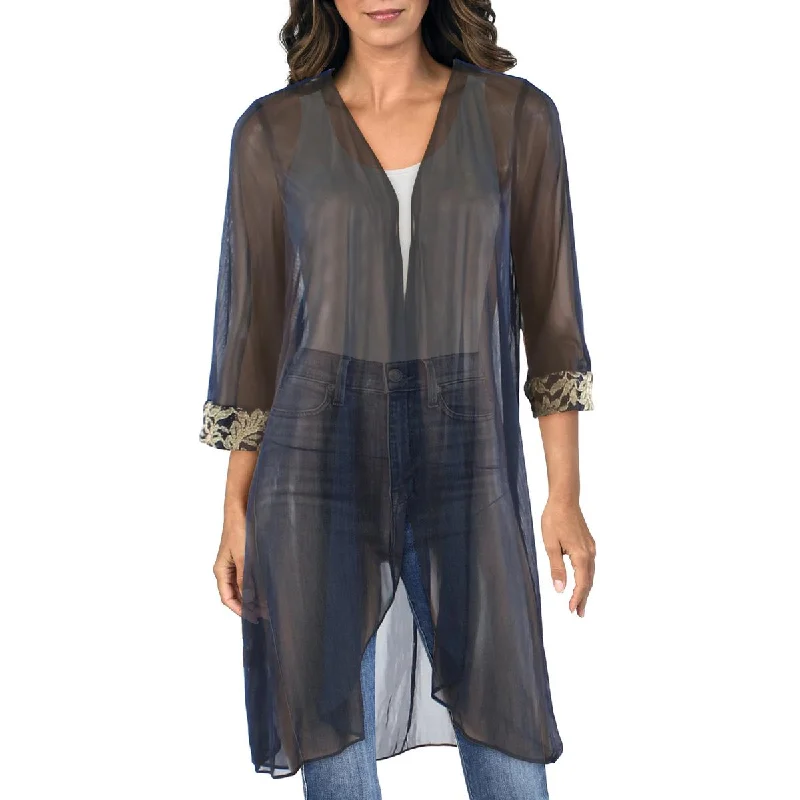 Plus Size Women's Double - Breasted Wool Blazers for Winter Office WearR&M Richards Womens Petites Mesh Sheer Duster Blazer Plus Size Women's Double - Breasted Wool Blazers for Winter Office WearR&M Richards Womens Petites Mesh Sheer Duster Blazer