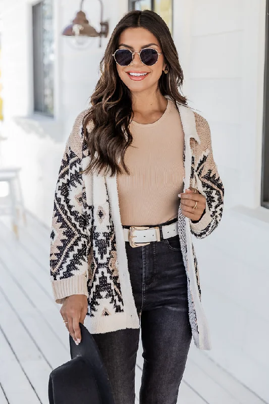 boyfriend style women cardigan for a relaxed fitSomething More Beige And Black Fuzzy Southwestern Print Shacket boyfriend style women cardigan for a relaxed fitSomething More Beige And Black Fuzzy Southwestern Print Shacket
