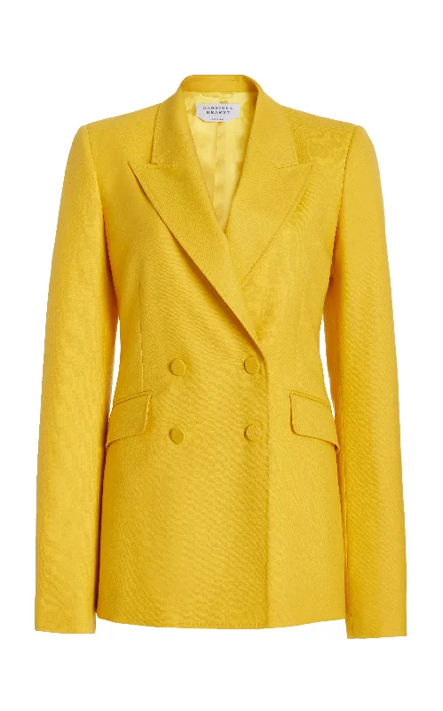 Single - Breasted Women's Tweed Blazers with Gold Buttons for a Classic LookStephanie Blazer in Golden Birch Superfine Wool Single - Breasted Women's Tweed Blazers with Gold Buttons for a Classic LookStephanie Blazer in Golden Birch Superfine Wool