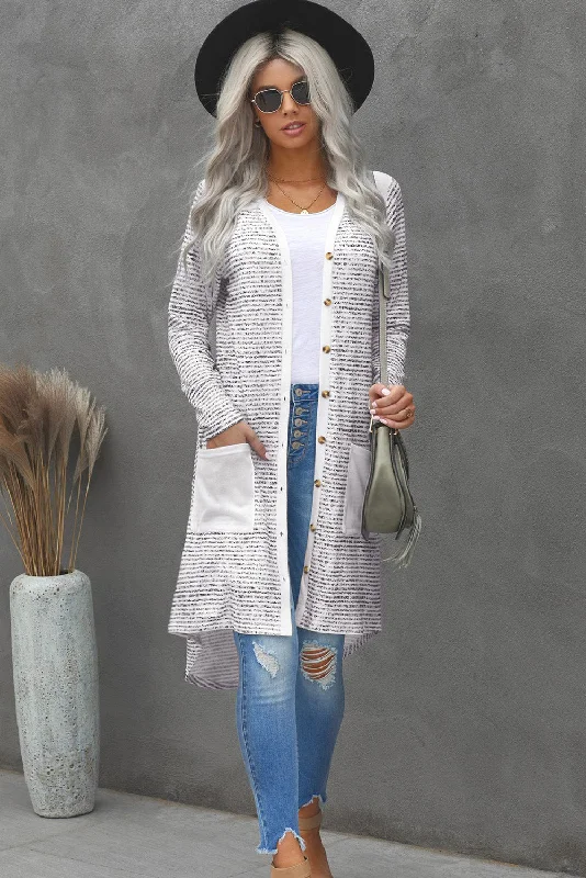 floral print women cardigan for a feminine touchStriped Leopard Patchwork Duster Cardigan with Pockets floral print women cardigan for a feminine touchStriped Leopard Patchwork Duster Cardigan with Pockets