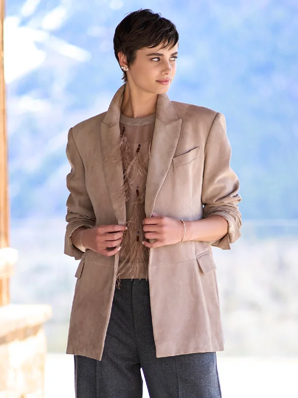 Single - Breasted Women's Tweed Blazers with Gold Buttons for a Classic LookSuede Blazer Single - Breasted Women's Tweed Blazers with Gold Buttons for a Classic LookSuede Blazer
