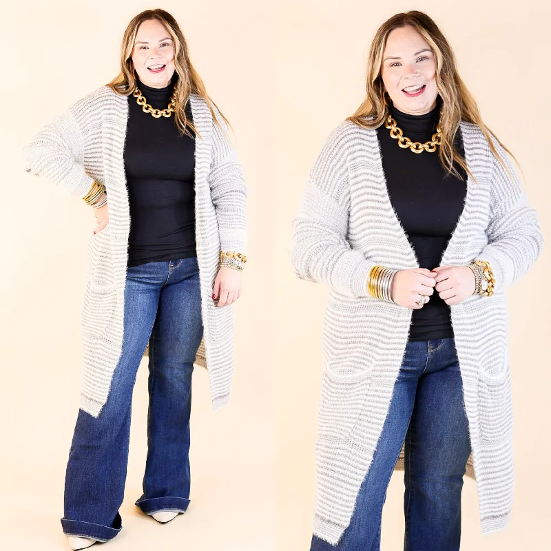 oversized women cardigan for a trendy and cozy lookUpstate Chill Striped Knit Cardigan with Pockets in Grey oversized women cardigan for a trendy and cozy lookUpstate Chill Striped Knit Cardigan with Pockets in Grey