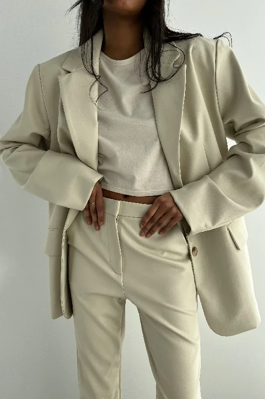Women's Belted Blazers in Camel Color for a Sophisticated OutfitVEGAN LEATHER BLAZER Women's Belted Blazers in Camel Color for a Sophisticated OutfitVEGAN LEATHER BLAZER