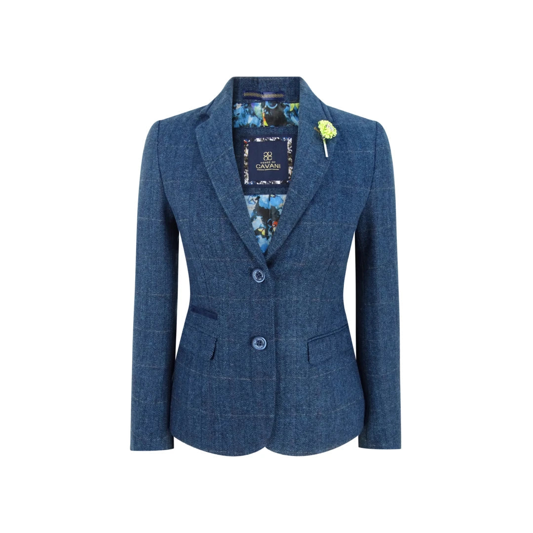 Plus Size Women's Embroidered Blazers in Floral Patterns for a Feminine TouchCarnegi - Women Navy Blue Blazer Tweed Check 1920's Peaky Blinders Plus Size Women's Embroidered Blazers in Floral Patterns for a Feminine TouchCarnegi - Women Navy Blue Blazer Tweed Check 1920's Peaky Blinders