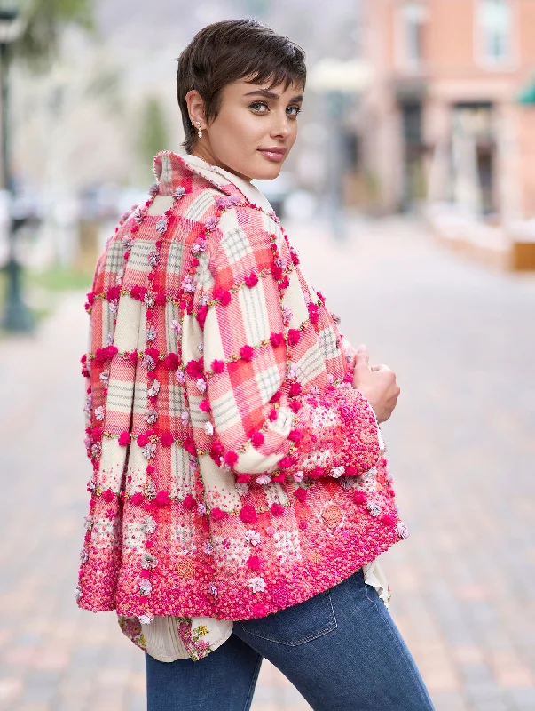 Plus Size Women's Military - Inspired Blazers with Gold Accents for a Bold LookZahra Floral Check Jacket Plus Size Women's Military - Inspired Blazers with Gold Accents for a Bold LookZahra Floral Check Jacket