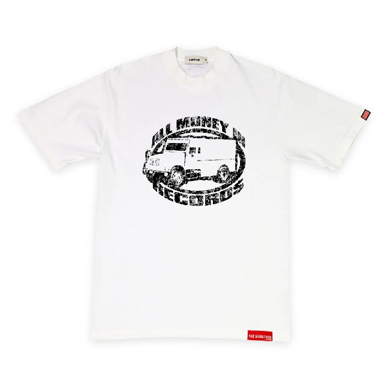 Muscle Women T Shirt for a Sporty and Casual LookAll Money Records Vintage T-Shirt - Off White/Black Muscle Women T Shirt for a Sporty and Casual LookAll Money Records Vintage T-Shirt - Off White/Black