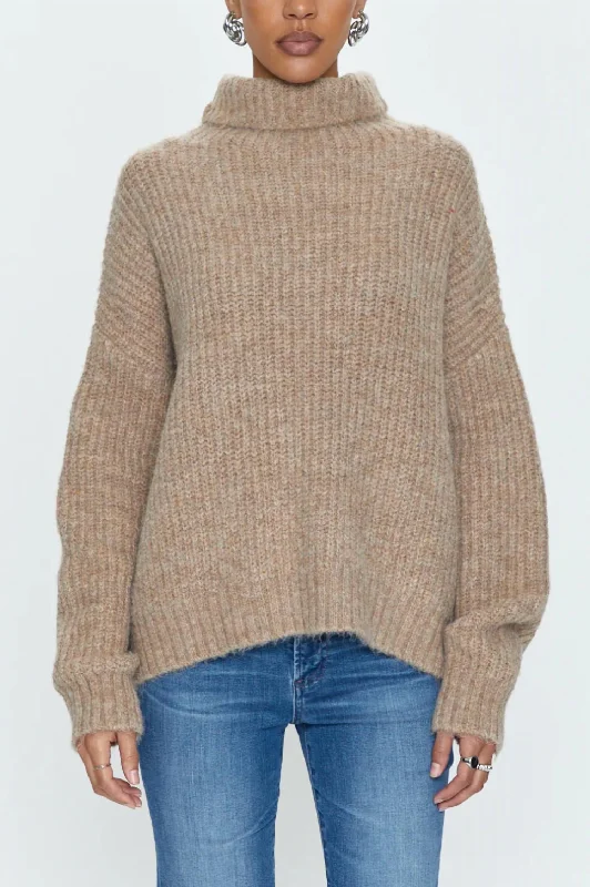 Plus Size Women's Long Sleeve Cable Knit Sweater DressesAshley Turtleneck Sweater In Camel Plus Size Women's Long Sleeve Cable Knit Sweater DressesAshley Turtleneck Sweater In Camel