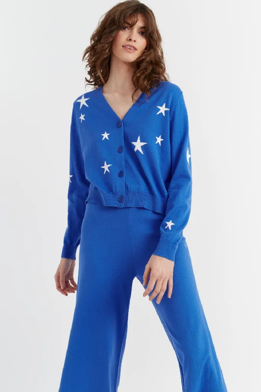 Knee - Length Women's Wool Blend Sweater Dresses in Neutral ColorsBlue Cotton Star Cardigan Knee - Length Women's Wool Blend Sweater Dresses in Neutral ColorsBlue Cotton Star Cardigan