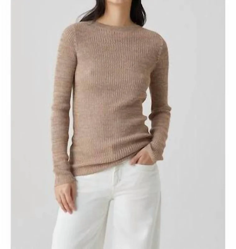 A - Line Women's Merino Wool Sweater Dresses in Classic StylesBoatneck Longsleeve Top In Taupe A - Line Women's Merino Wool Sweater Dresses in Classic StylesBoatneck Longsleeve Top In Taupe