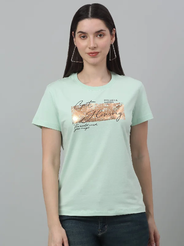 Plus Size Women T Shirt for a Comfortable and Flattering FitWomen's Casual Regular Short Sleeve Green Round neck Typographic Print T-Shirt Plus Size Women T Shirt for a Comfortable and Flattering FitWomen's Casual Regular Short Sleeve Green Round neck Typographic Print T-Shirt