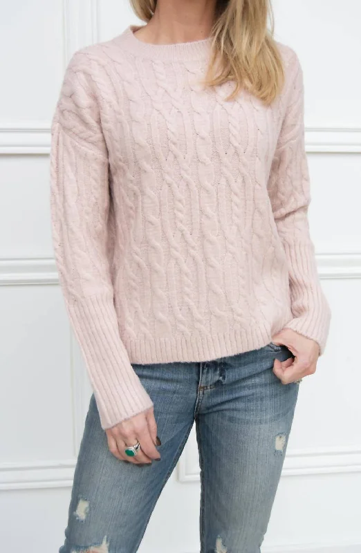 Cowl Neck Women's Cashmere Blend Sweater Dresses for WinterCloud Cable Knit Sweater In Light Pink Cowl Neck Women's Cashmere Blend Sweater Dresses for WinterCloud Cable Knit Sweater In Light Pink
