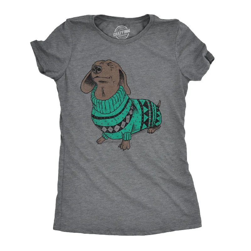 Sleeveless Women T Shirt for Summer ComfortDachshund In Christmas Sweater Women's T Shirt Sleeveless Women T Shirt for Summer ComfortDachshund In Christmas Sweater Women's T Shirt