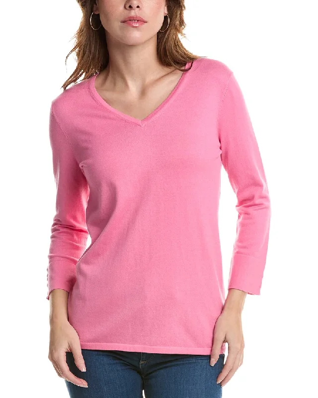 Plus Size Women's Fit - and - Flare Sweater Dresses with Ruffled HemEdinburgh Knitwear Classic V-Neck Sweater Plus Size Women's Fit - and - Flare Sweater Dresses with Ruffled HemEdinburgh Knitwear Classic V-Neck Sweater