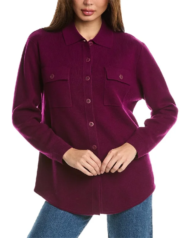 Plus Size Women's Asymmetric Hem Sweater Dresses in Modern DesignsForte Cashmere Doubleknit Cashmere Shacket Plus Size Women's Asymmetric Hem Sweater Dresses in Modern DesignsForte Cashmere Doubleknit Cashmere Shacket